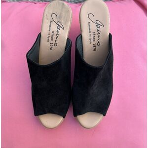 Gaimo Black Suede Espadrille Wedge Heel Slides size 41 EU 10 US Made in Spain